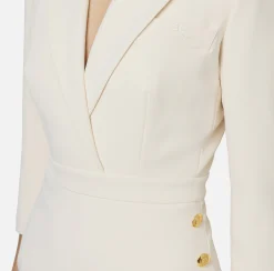 Robe-manteau in crêpe con bottoni al fianco