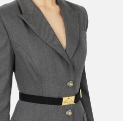 Robe-manteau in fresco lana con cintura