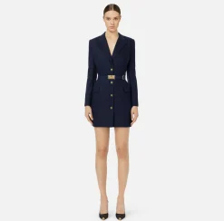 Robe-manteau in fresco lana con cintura