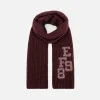 Sciarpa in lana a coste con patch stile college