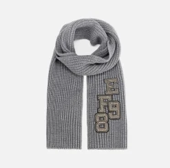 Sciarpa in lana a coste con patch stile college