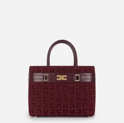Shopper grande in tessuto jacquard con morsetto