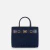 Shopper grande in tessuto jacquard con morsetto