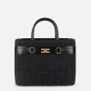 Shopper grande in tessuto jacquard con morsetto