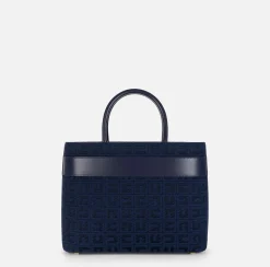 Shopper grande in tessuto jacquard con morsetto
