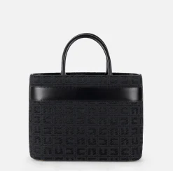 Shopper grande in tessuto jacquard con morsetto