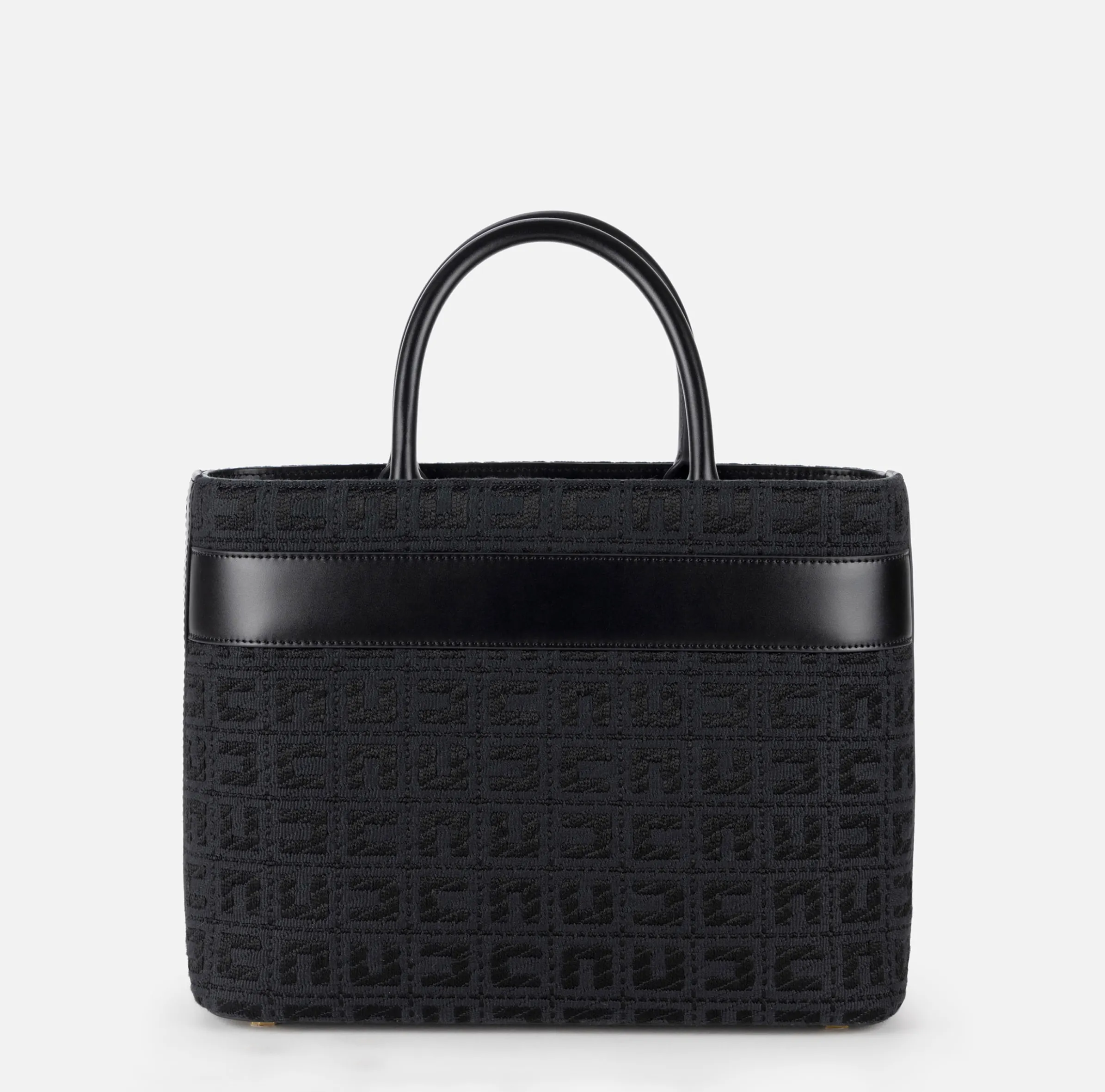 Shopper grande in tessuto jacquard con morsetto