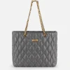 Shopper in tessuto embossed con manici in catena