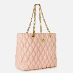 Shopper in tessuto embossed con manici in catena