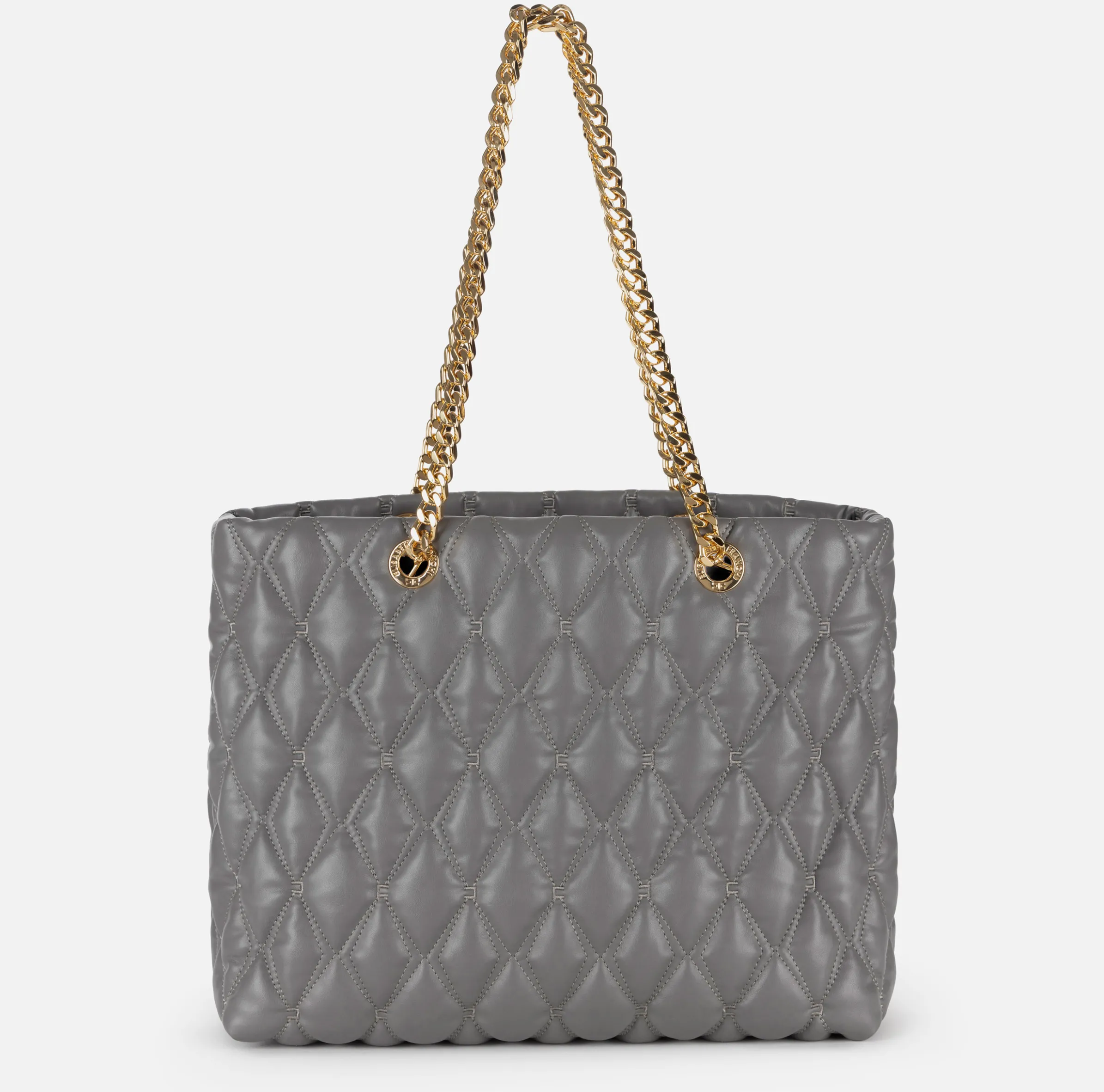 Shopper in tessuto embossed con manici in catena