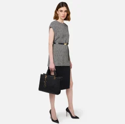 Shopper in tessuto jacquard con charms