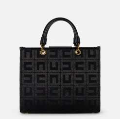 Shopper in tessuto jacquard con charms