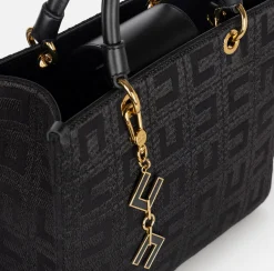 Shopper in tessuto jacquard con charms