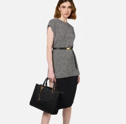 Shopper in tessuto jacquard con charms