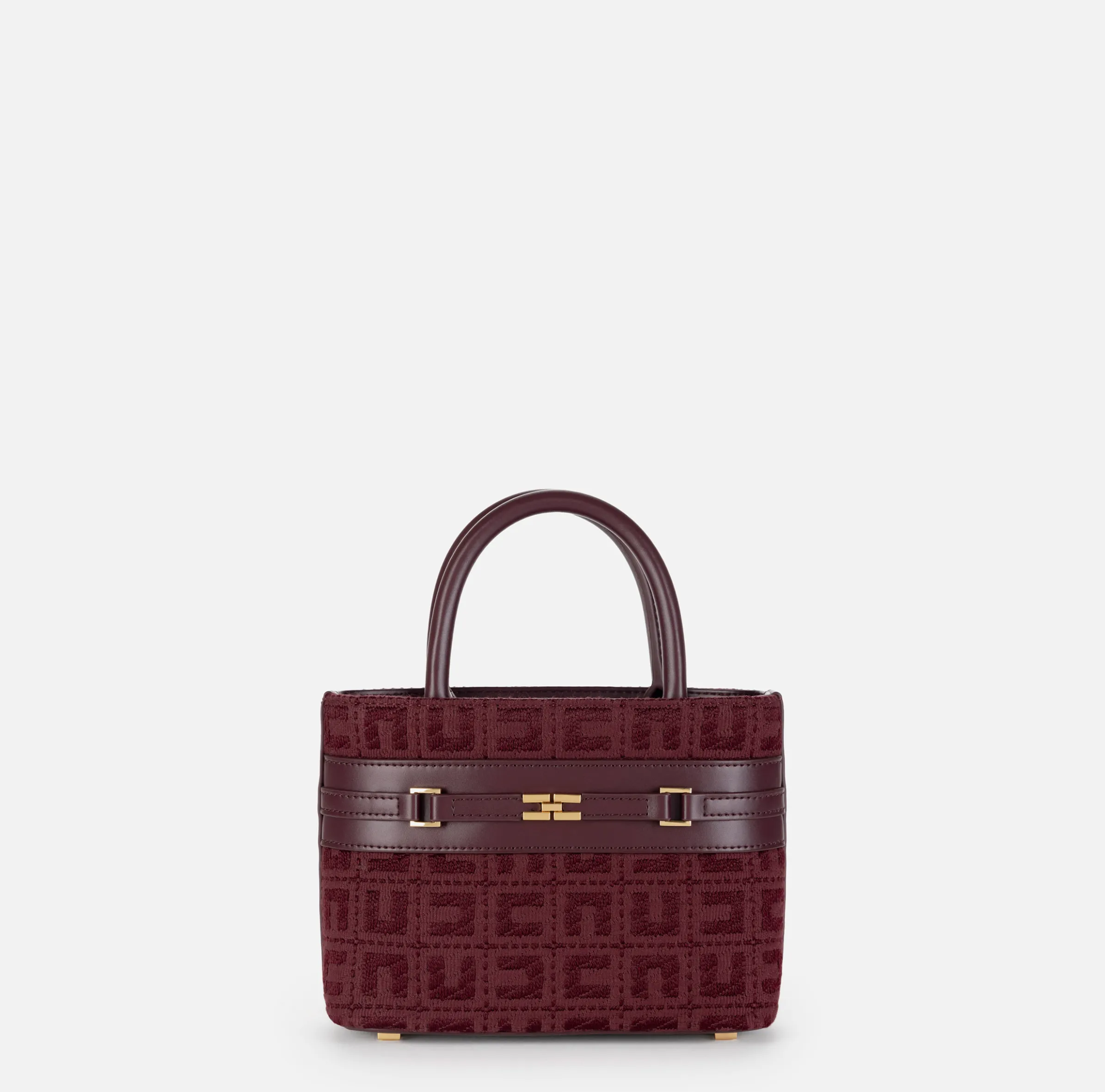 Shopper piccola in tessuto jacquard con morsetto