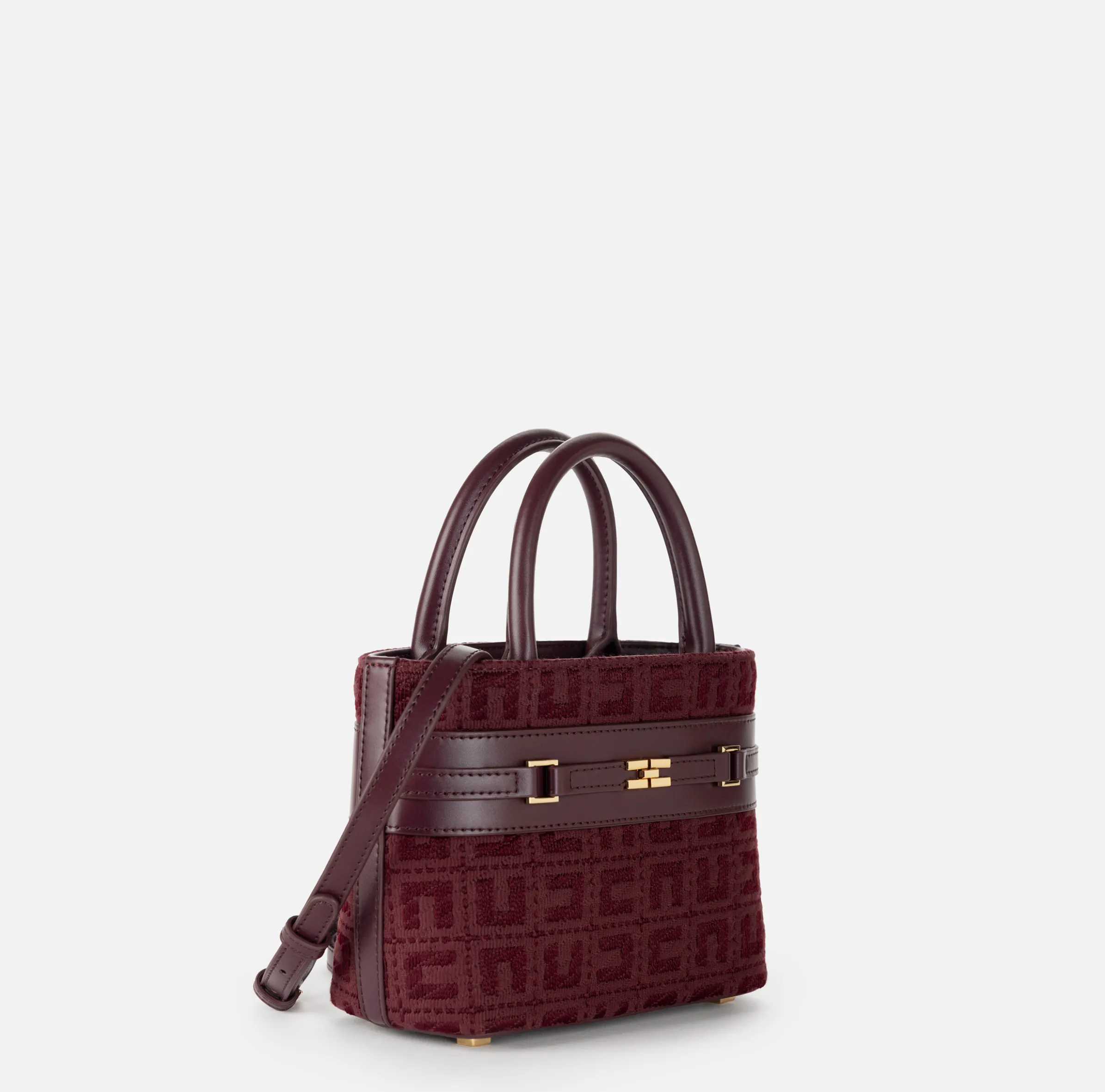 Shopper piccola in tessuto jacquard con morsetto