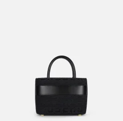 Shopper piccola in tessuto jacquard con morsetto