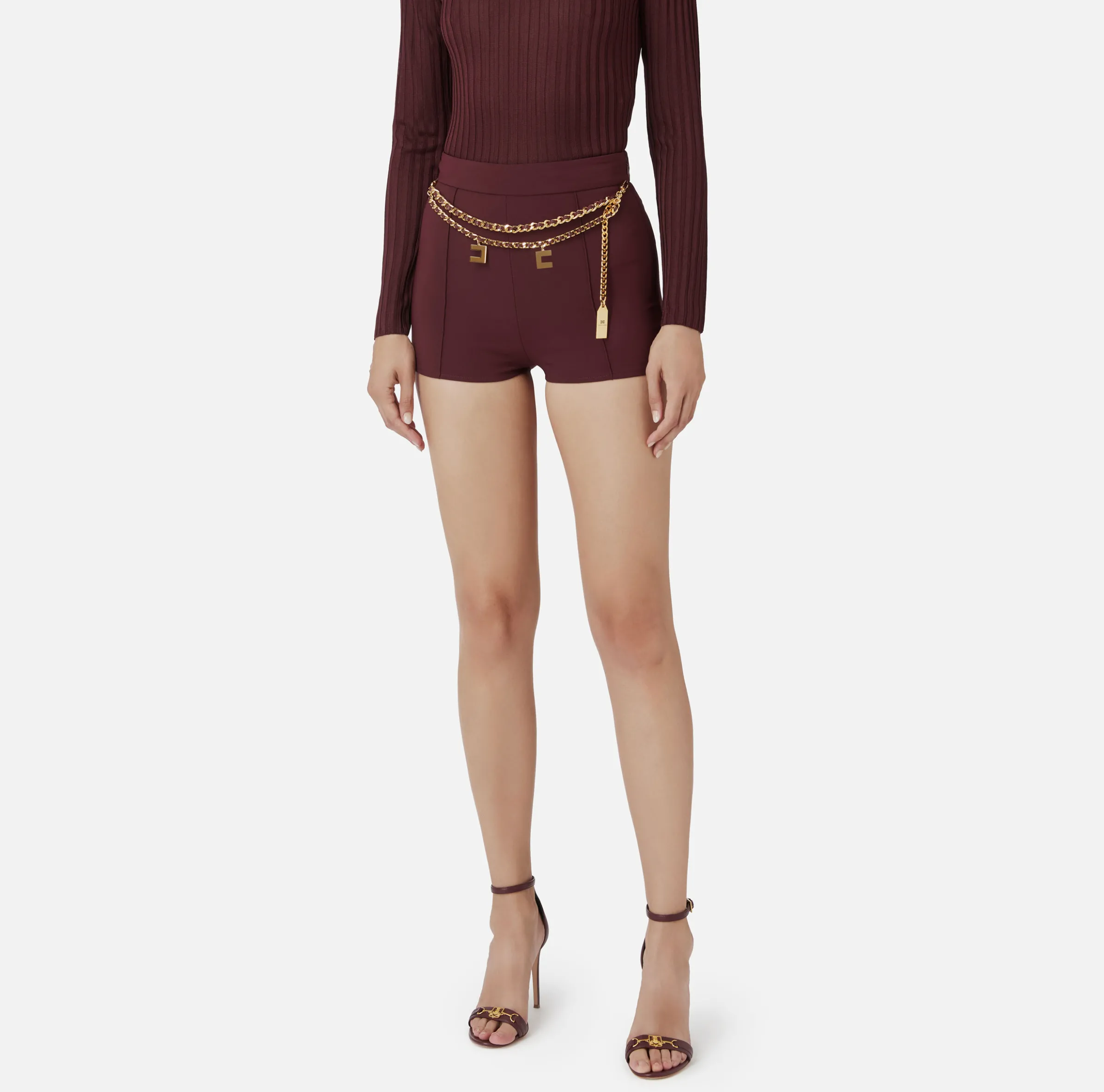Short in crêpe stretch con cintura