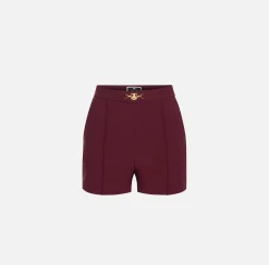 Shorts in crêpe stretch con morsetto