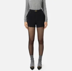 Shorts in crêpe stretch con morsetto