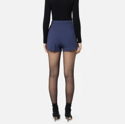 Shorts in crêpe stretch con morsetto