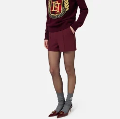 Shorts in crêpe stretch con morsetto