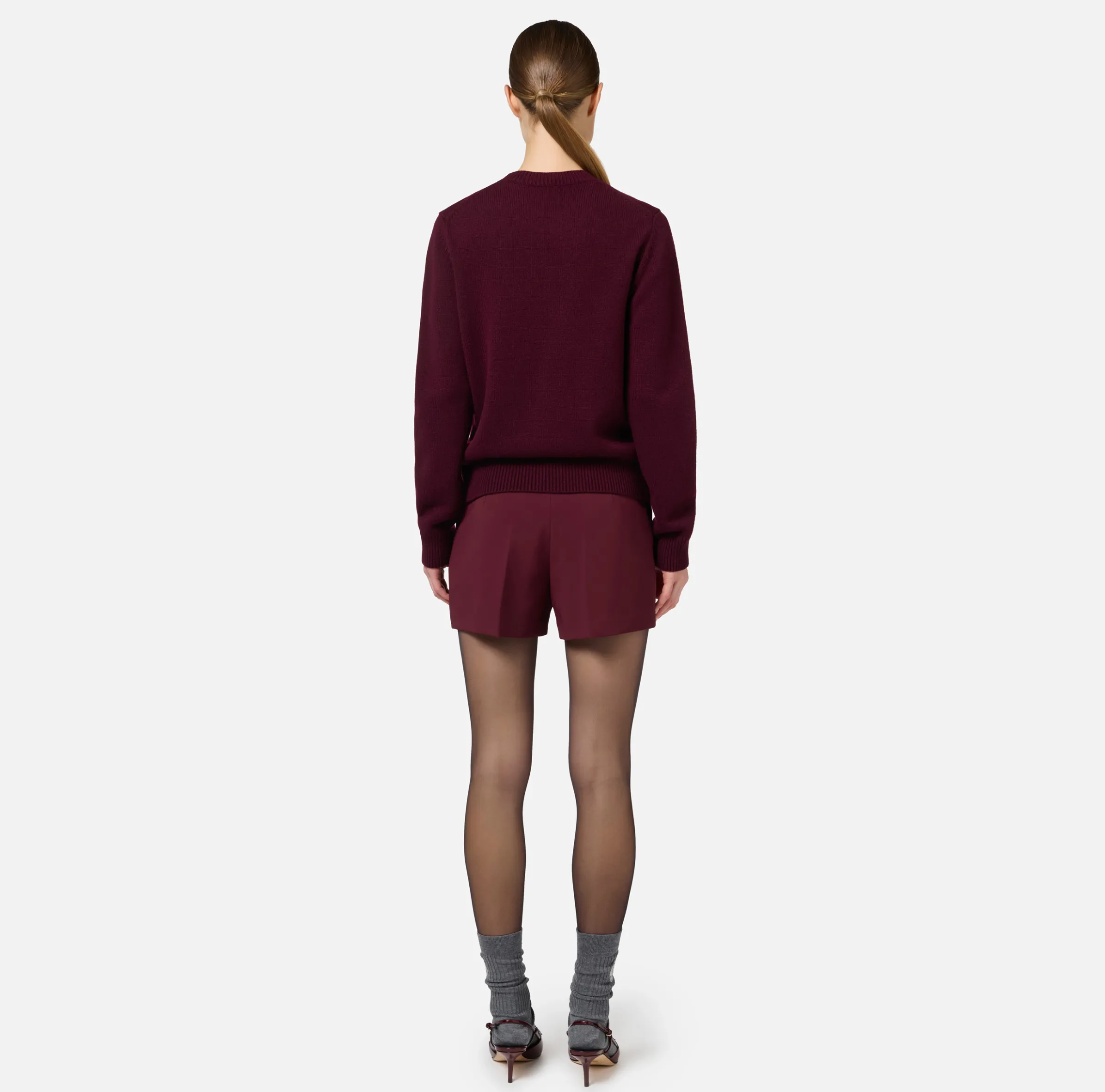 Shorts in crêpe stretch con morsetto