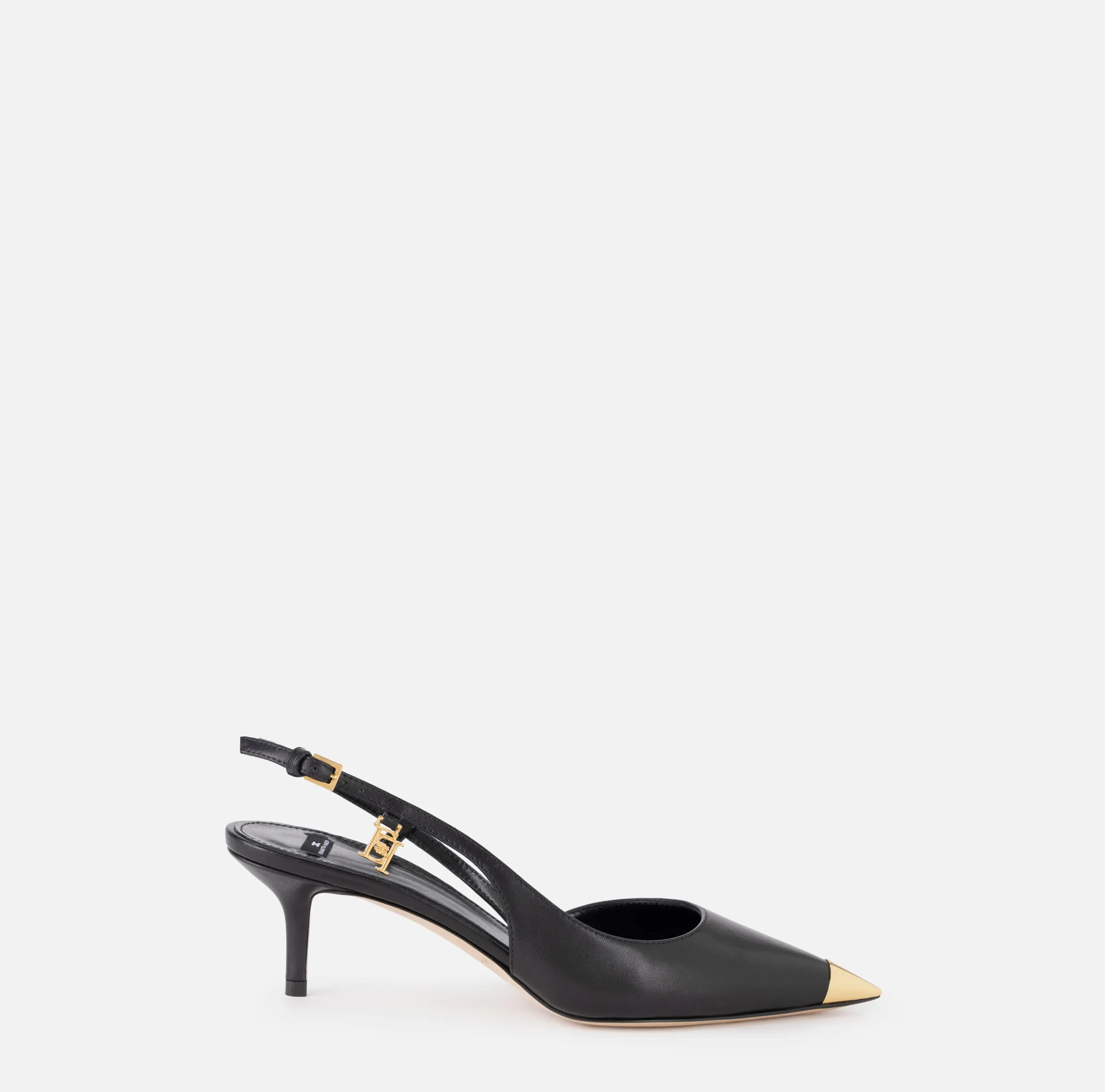 Slingback in nappa con puntalino in metallo