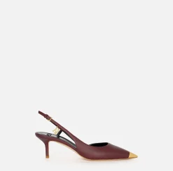 Slingback in nappa con puntalino in metallo