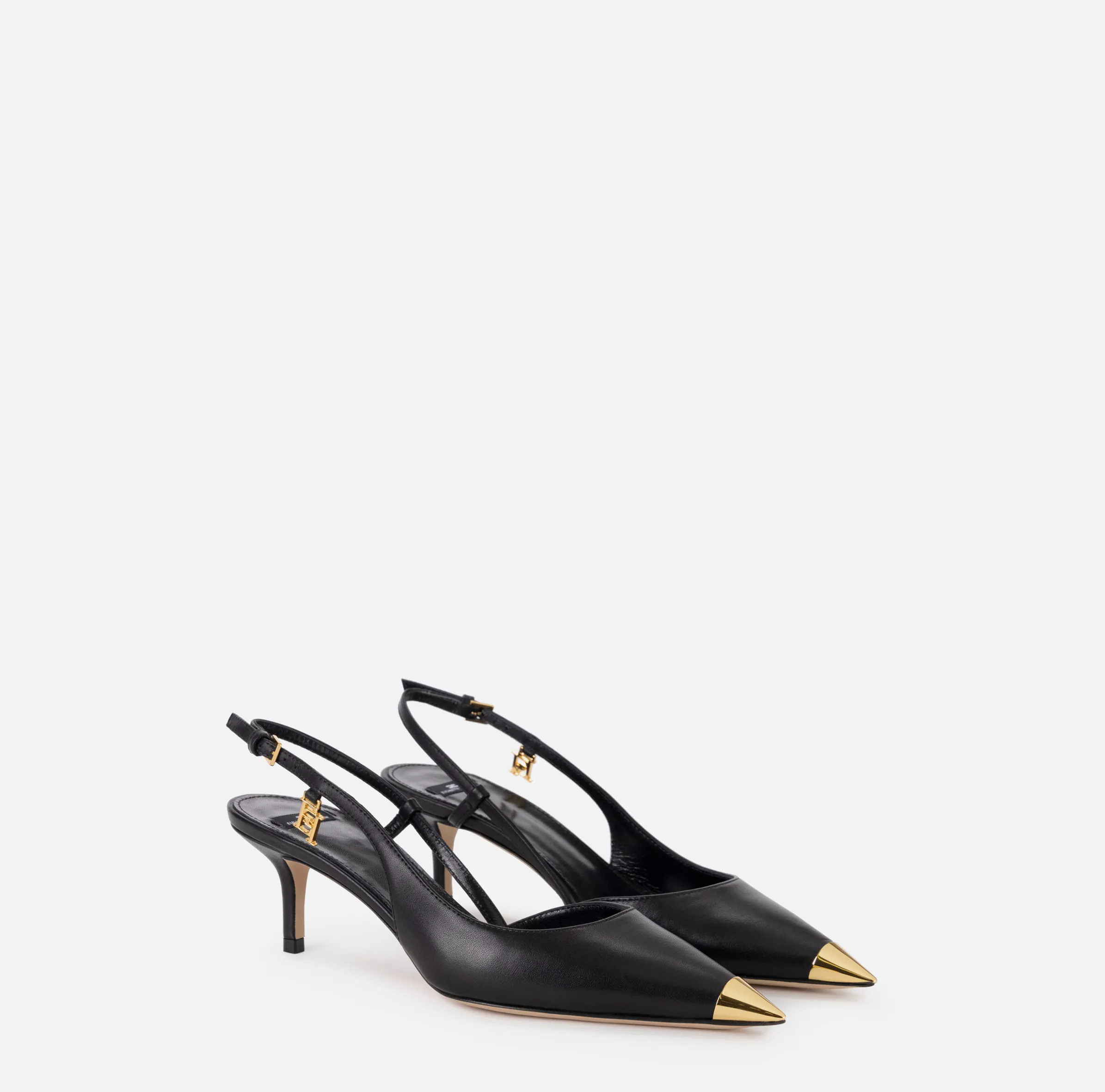 Slingback in nappa con puntalino in metallo