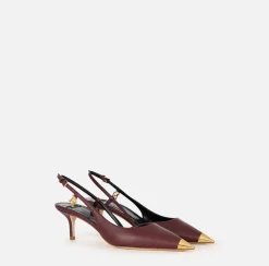 Slingback in nappa con puntalino in metallo