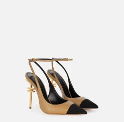 Slingback in nappa con tacco scultura