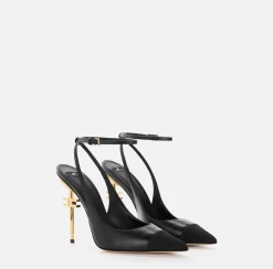 Slingback in nappa con tacco scultura