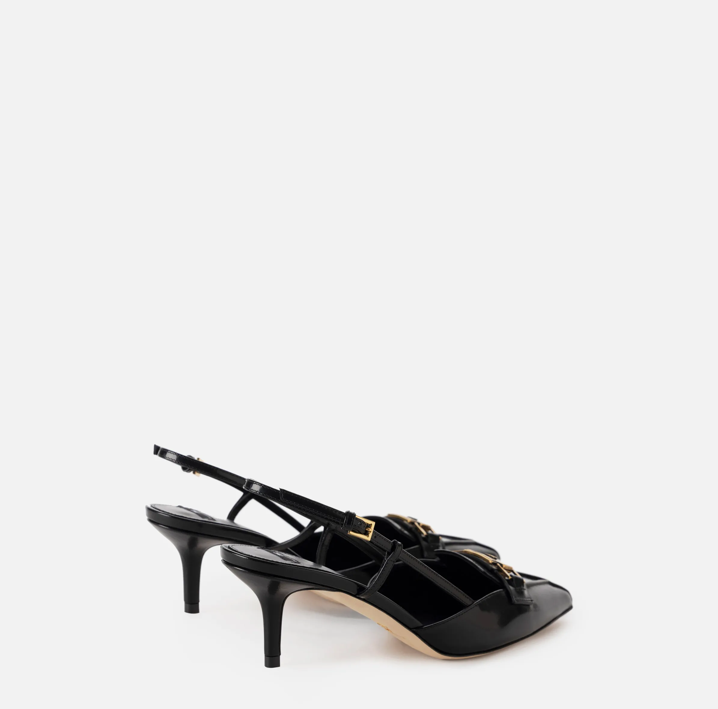 Slingback in pelle con morsetto