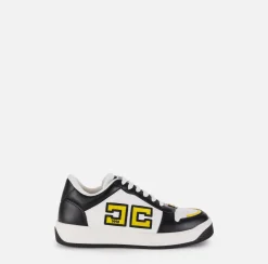 Sneakers in pelle logo bicolor