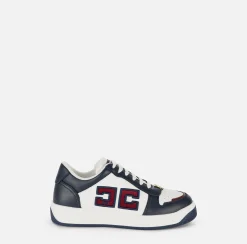 Sneakers in pelle logo bicolor