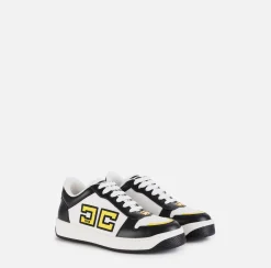 Sneakers in pelle logo bicolor