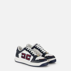 Sneakers in pelle logo bicolor