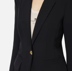 Tailleur in crêpe stretch con giacca sfiancata e pantalone dritto