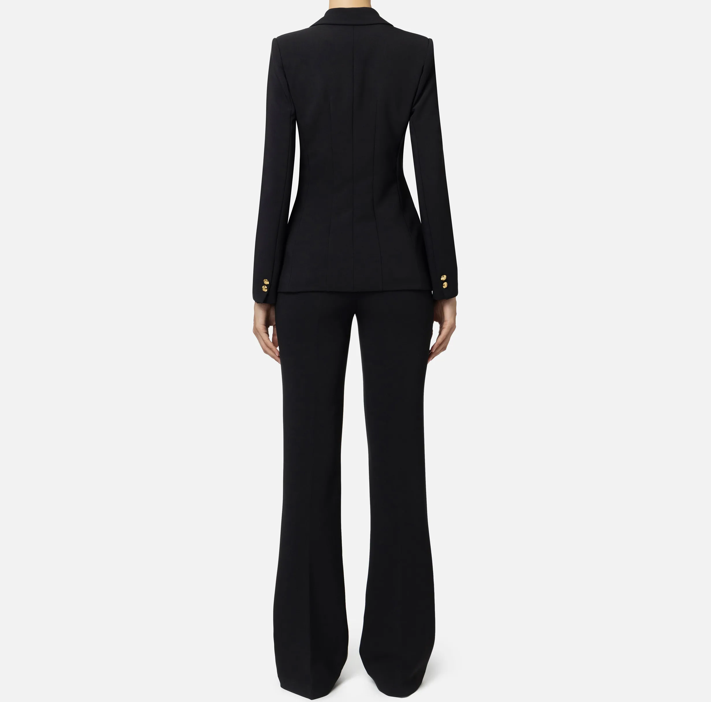Tailleur in crêpe stretch con giacca sfiancata e pantalone dritto