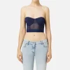 Top a balconcino in crêpe e tulle con elastico