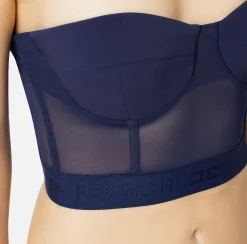 Top a balconcino in crêpe e tulle con elastico
