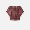 Top boxy in tulle ricamato con paillettes