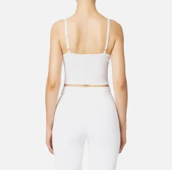 Top bustier in viscosa effetto plissé