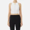 Top cropped in doppio crêpe con zip