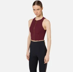 Top cropped in doppio crêpe con zip
