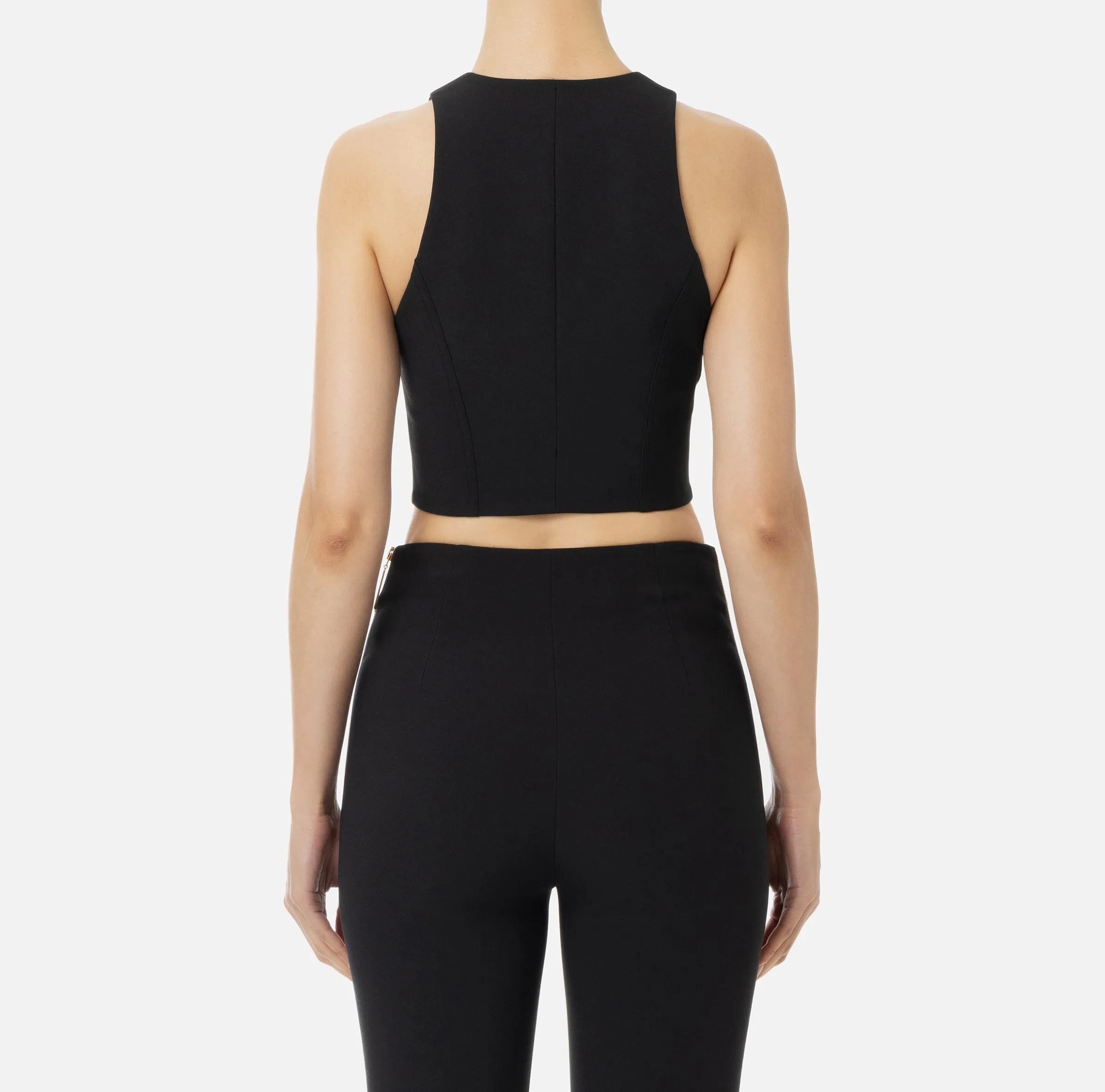 Top cropped in doppio crêpe con zip