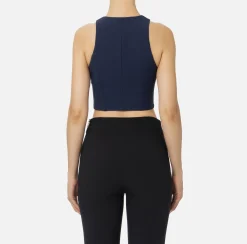 Top cropped in doppio crêpe con zip