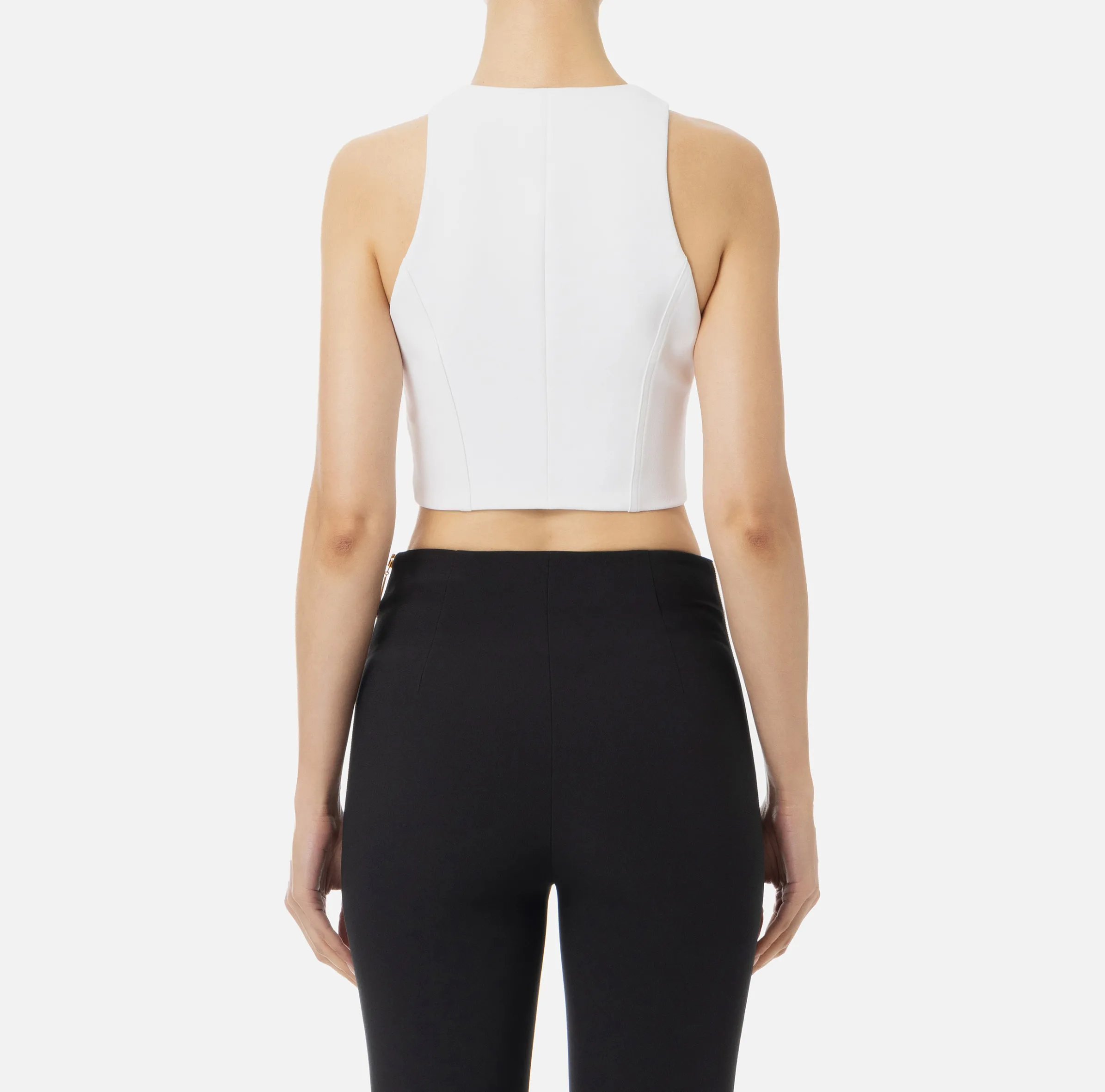Top cropped in doppio crêpe con zip
