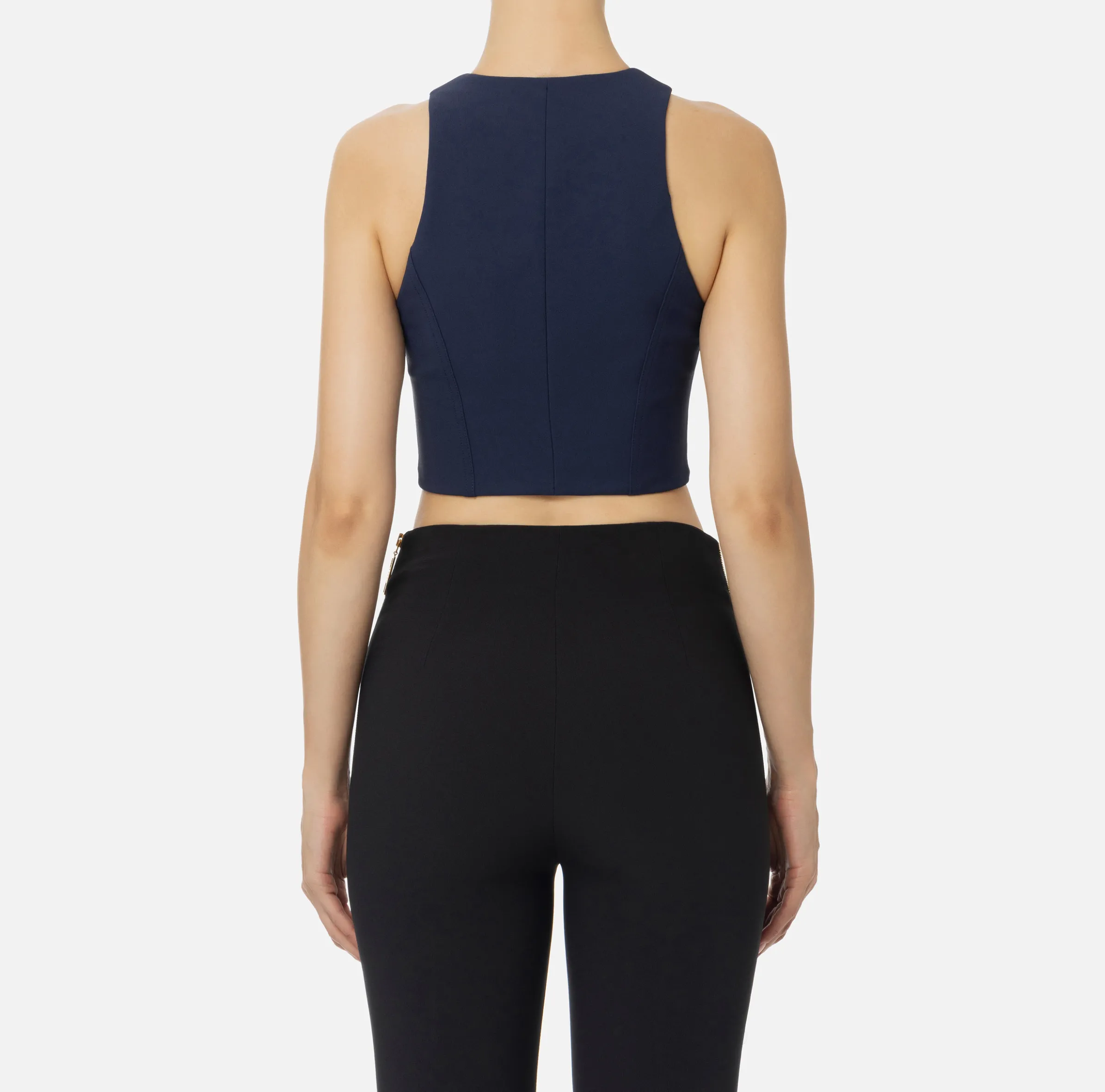 Top cropped in doppio crêpe con zip